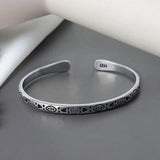 Geometric Pattern Bracelet Silver Adjustable Vintage Style