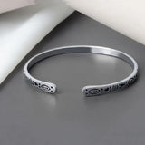 Geometric Pattern Bracelet Silver Adjustable Vintage Style