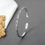 Geometric Pattern Bracelet Silver Adjustable Vintage Style