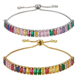 Rainbow CZ Crystal Women Bracelet Adjustable Party Jewelry