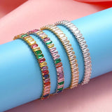 Rainbow CZ Crystal Women Bracelet Adjustable Party Jewelry
