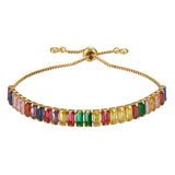 Rainbow CZ Crystal Women Bracelet Adjustable Party Jewelry