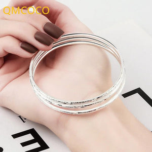 Silver Geometric Bracelet Non-Adjustable Three Rings
