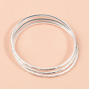 Silver Geometric Bracelet Non-Adjustable Three Rings
