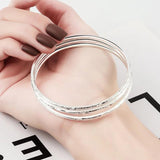 Silver Geometric Bracelet Non-Adjustable Three Rings