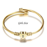 Girls Initial Letter Bracelets Stainless Steel Heart Charm Bracelet