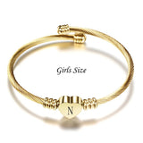 Girls Initial Letter Bracelets Stainless Steel Heart Charm Bracelet