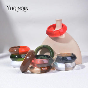 Colourful Geometric Resin Acrylic Bangle for Women
