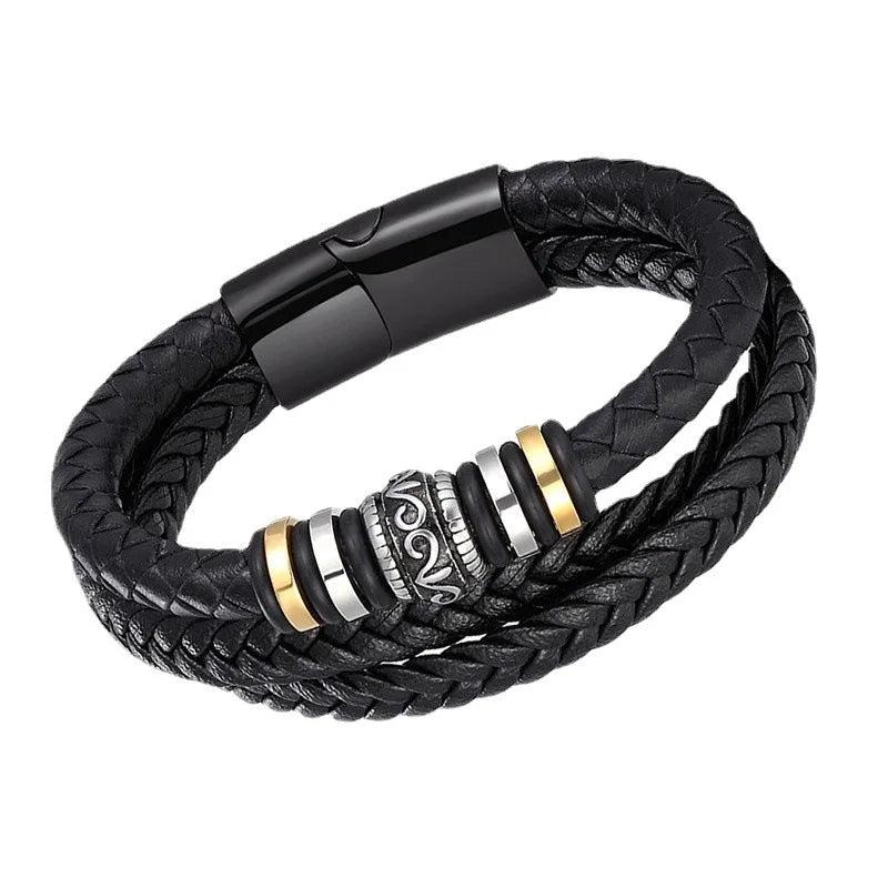 Woven Leather Wrap Bracelet Multilayer Braided Rope