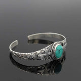Engraved Cross Pattern Silver Metal Bracelet Women Open Inlay