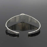 Engraved Cross Pattern Silver Metal Bracelet Women Open Inlay