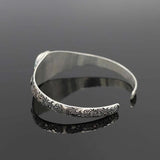 Engraved Cross Pattern Silver Metal Bracelet Women Open Inlay