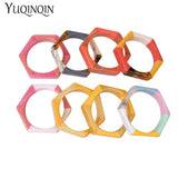 Colorful Acrylic Geometric Bracelet Bangles Resin Wide Cuff Bangles for Women