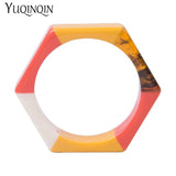 Colorful Acrylic Geometric Bracelet Bangles Resin Wide Cuff Bangles for Women