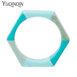 Colorful Acrylic Geometric Bracelet Bangles Resin Wide Cuff Bangles for Women