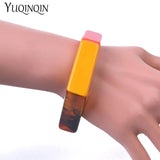 Colorful Acrylic Geometric Bracelet Bangles Resin Wide Cuff Bangles for Women