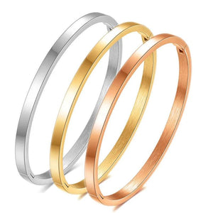 Women's Stainless Steel Thin Round Bangle Bracelet