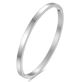 Women's Stainless Steel Thin Round Bangle Bracelet