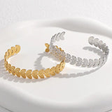 316L Stainless Steel Leaves Cuff Bracelet Adjustable Bangle