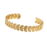 316L Stainless Steel Leaves Cuff Bracelet Adjustable Bangle