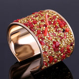 Metal Crystal Bracelet Full Rhinestone Wide Face Bangle