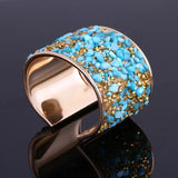 Metal Crystal Bracelet Full Rhinestone Wide Face Bangle