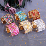 Metal Crystal Bracelet Full Rhinestone Wide Face Bangle
