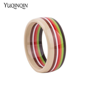 Colorful Stripe Resin Wide Cuff Bracelet