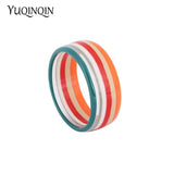 Colorful Stripe Resin Wide Cuff Bracelet