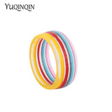 Colorful Stripe Resin Wide Cuff Bracelet