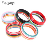 Colorful Stripe Resin Wide Cuff Bracelet