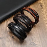 Men's Braided Leather Bracelet w/ Magnet Buckle