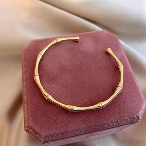 Bamboo Shape Bracelet Open Hand Hangles Size Solid Plating Jewelry Cuff Bangles