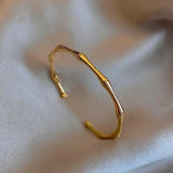 Bamboo Shape Bracelet Open Hand Hangles Size Solid Plating Jewelry Cuff Bangles