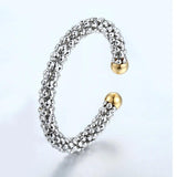 Women Hollow Scaly Stainless Steel Cuff Bangle