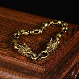 Vintage Brass Dragon Head Bracelet Punk Hip-Hop Jewelry
