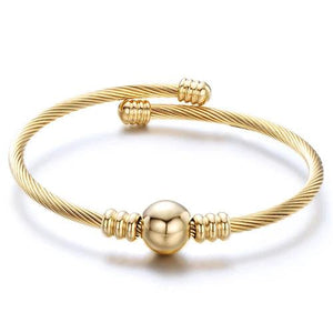 Adjustable Cable Mesh Bangles With Metal Bead