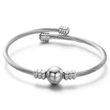 Adjustable Cable Mesh Bangles With Metal Bead