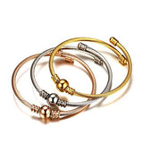 Adjustable Cable Mesh Bangles With Metal Bead