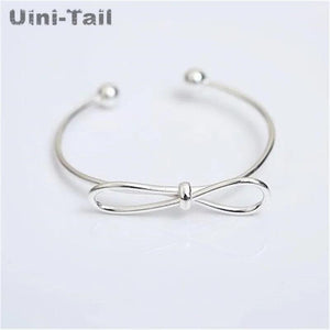 925 Tibetan Silver Open Bow Bracelet - Girlfriend Jewelry