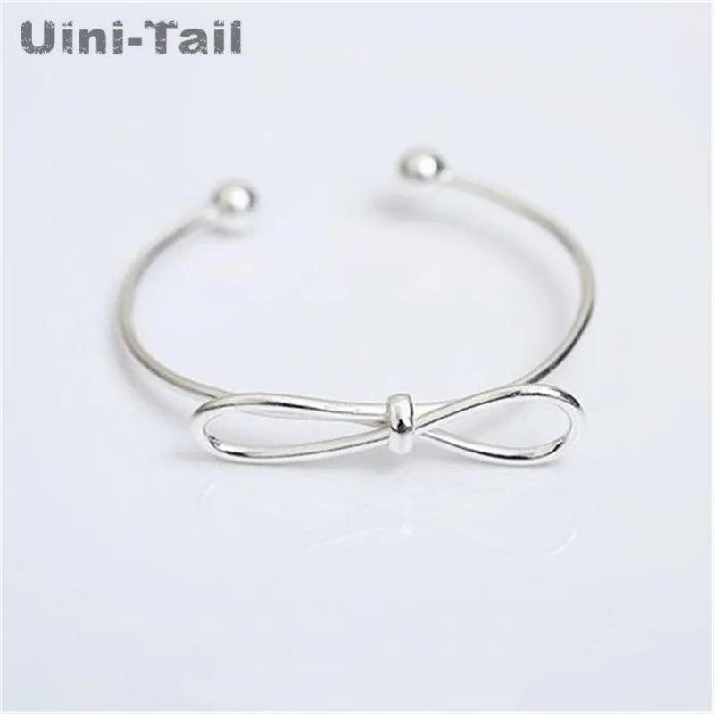 925 Tibetan Silver Open Bow Bracelet - Girlfriend Jewelry
