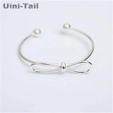 925 Tibetan Silver Open Bow Bracelet - Girlfriend Jewelry