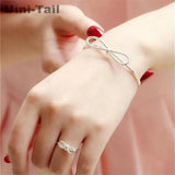 925 Tibetan Silver Open Bow Bracelet - Girlfriend Jewelry