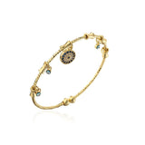 Copper Cuff Bracelet Vintage Bohemian CZ Zirconia Evil Eye Charm Bracelet