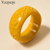 Acrylic Flower Charm Bangle Bracelet, Geometric Wide Cuff for Women