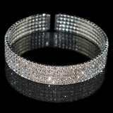 Crystal Charm Bangle Bracelet Adjustable Romantic Wedding Jewelry