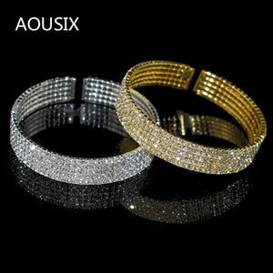 Crystal Charm Bangle Bracelet Adjustable Romantic Wedding Jewelry