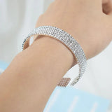 Crystal Charm Bangle Bracelet Adjustable Romantic Wedding Jewelry