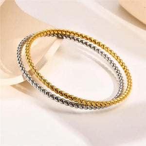 Stainless Steel Braided Rope Cable Bangle Bracelet for Women