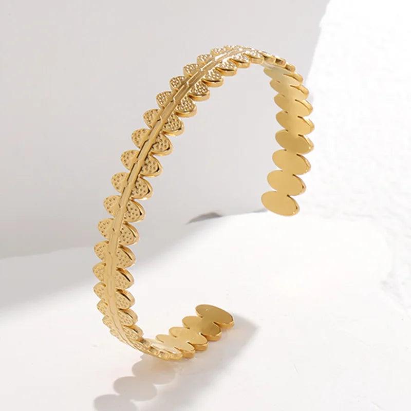 316L Stainless Steel C-Shape Bangle For Women Girl
